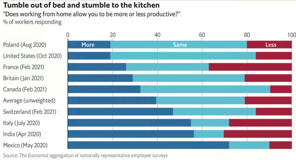 THE ECONOMIST COMPARES productivity of workers at home